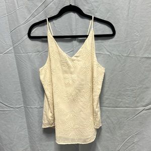 LOFT white/cream flower embroidered tank top blouse, size M, new with tags